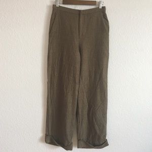 TSE Neiman Marcus Wool and Cashmere Cuffed Trousers Lagenlook Brown Pants 10